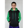 Zipper Hooded Sweatshirt with Contrast Color Hood and Sleeves